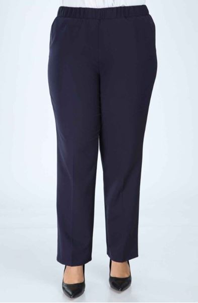 Picture of CURVY GIRL NAVY BLUE SMART TROUSERS